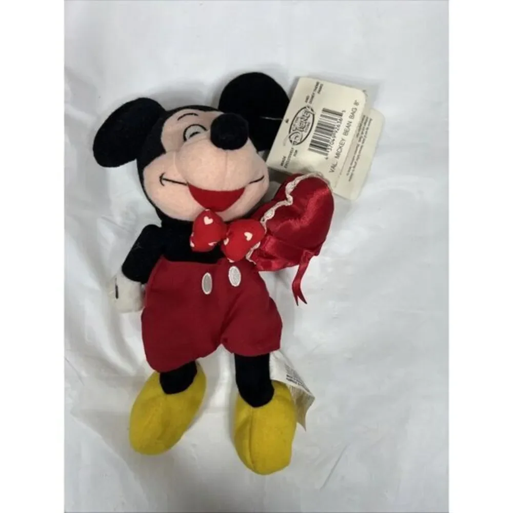 Disney Store Mickey‎ Mouse Valentine Holding Heart Bean Bag Plush With Tag 8 in